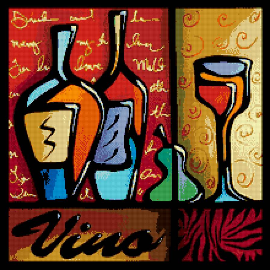 вино - вино, бутылка, бокал, надпись - предпросмотр