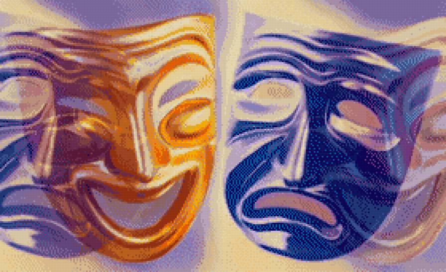 Радость и печаль - маска, абстракция, маскарад - предпросмотр