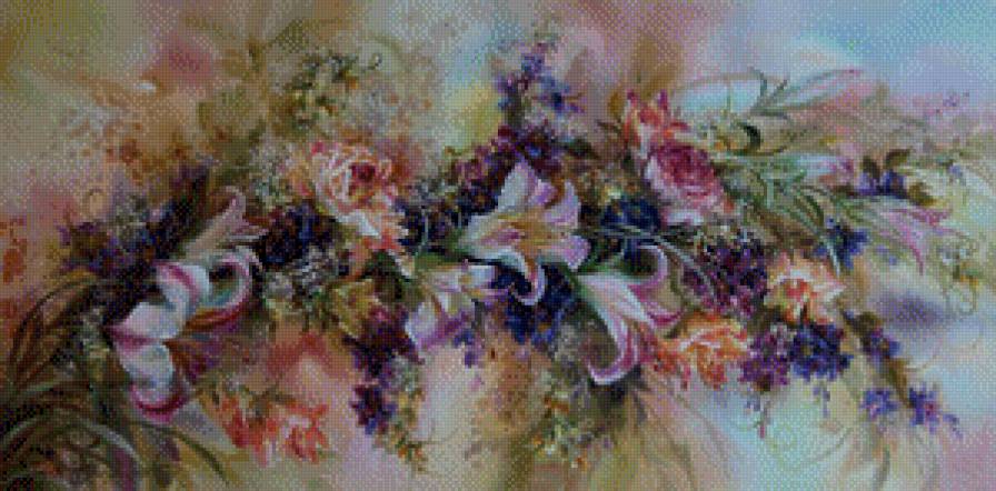 цветы - цветок, акварель, лилии, живопись - предпросмотр