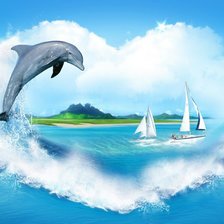 Схема вышивки «дельфин»