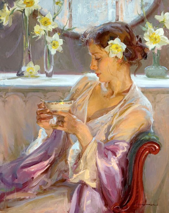 Женщина с нарциссами.Даниэль Ф. Герхартц - даниэль герхартц, живопись, женщины - оригинал
