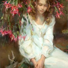 Схема вышивки «Девушка с цветами. Даниэль Герхартц»