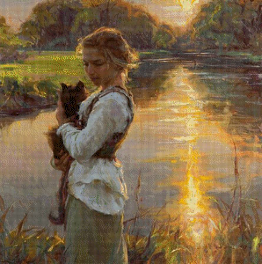 Закат.Даниэль Герхартц - живопись, даниэль герхартц, женщины - предпросмотр