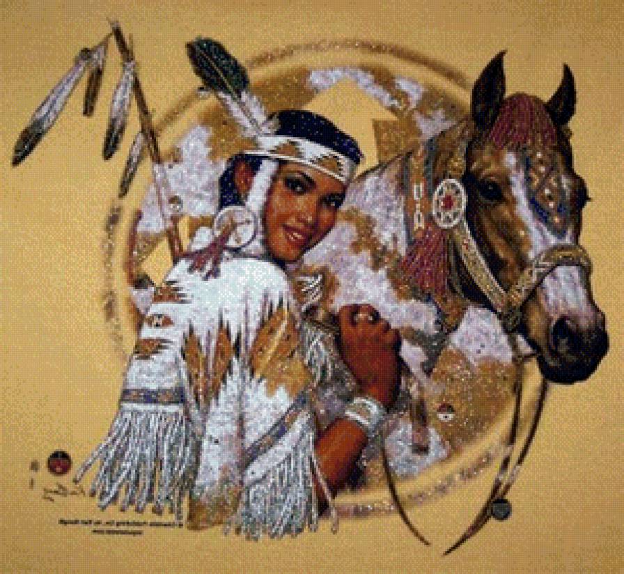 69 - индейцы, лошади, девушка - предпросмотр