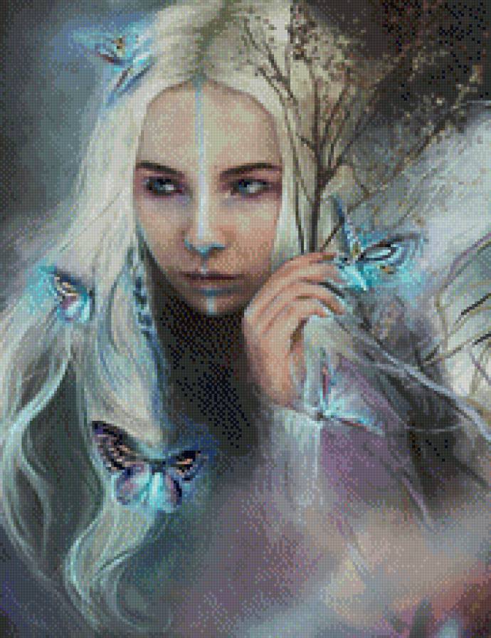 девушка - девушка, бабочки - предпросмотр