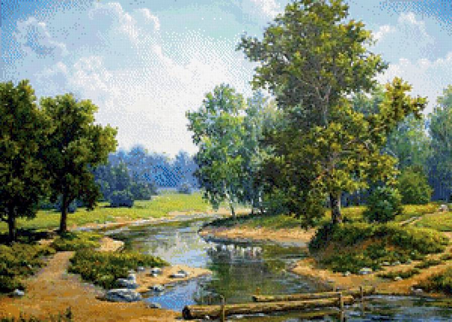 Лето - река, лето, пейзаж, мостик - предпросмотр