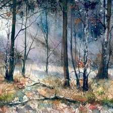 Схема вышивки «утро в лесу»