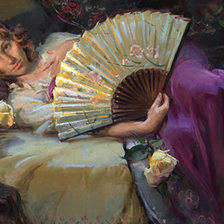 Схема вышивки «Женщина с веером.Даниэль Герхартц»