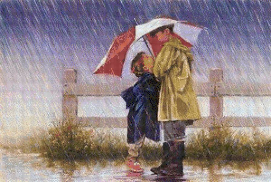 серия "дети" - дети.мальчик.девочка.дождь - предпросмотр