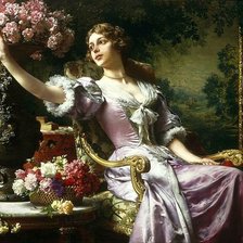 Схема вышивки «дама в лиловом»