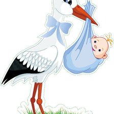 Схема вышивки «Аист с ребенком»