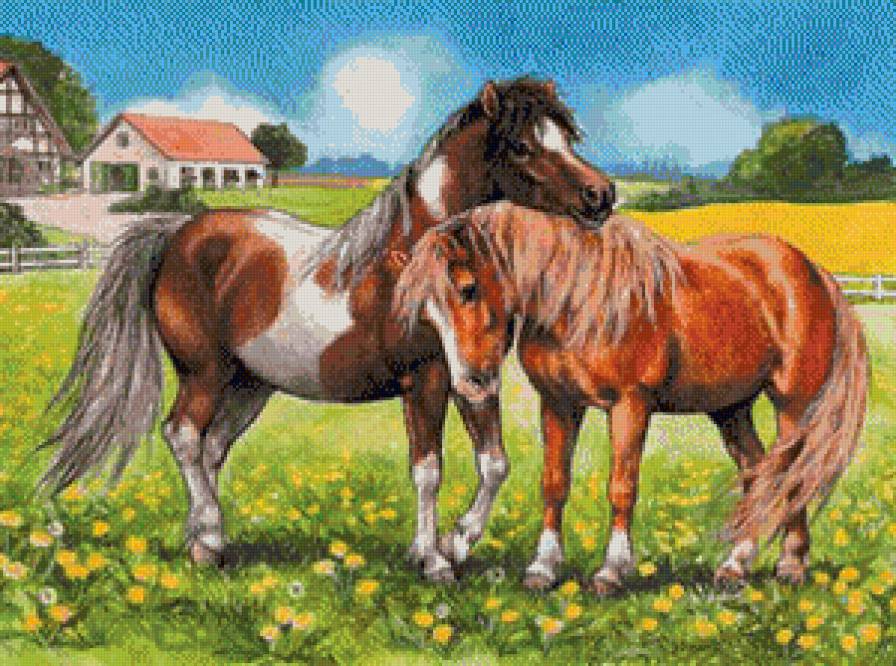 лошадки - картина лошади - предпросмотр