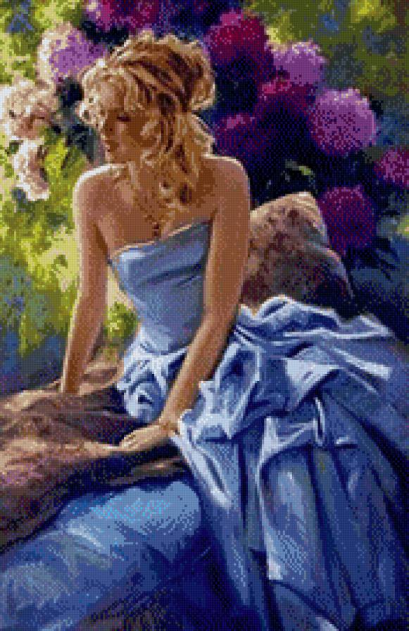 девушка у сирени - предпросмотр