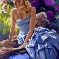 Схема вышивки «девушка у сирени»