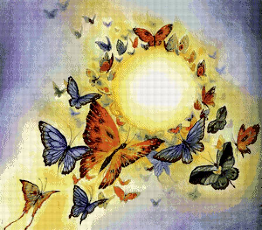 калейдоскоп бабочек - бабочки, насекомые - предпросмотр