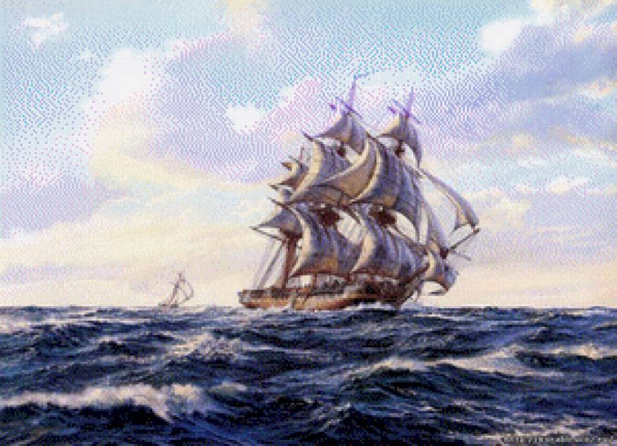 кораблик - море, корабль - предпросмотр