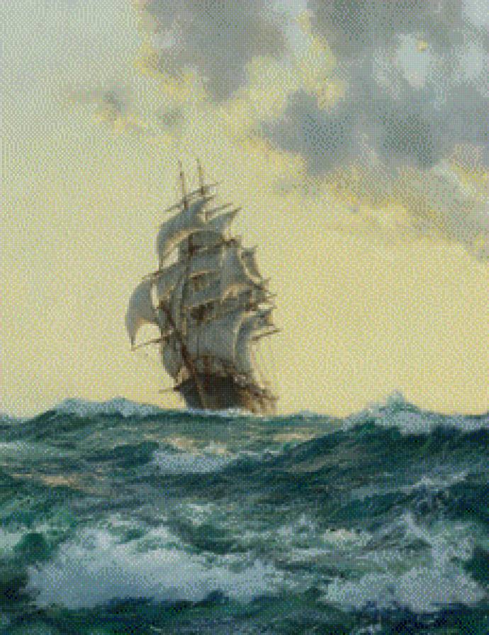 парус - корабль, море - предпросмотр