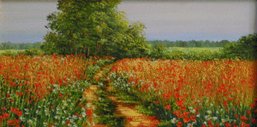 Маковое поле. - цветы, маки, живопись. - предпросмотр