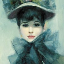 Схема вышивки «дама в шляпе»