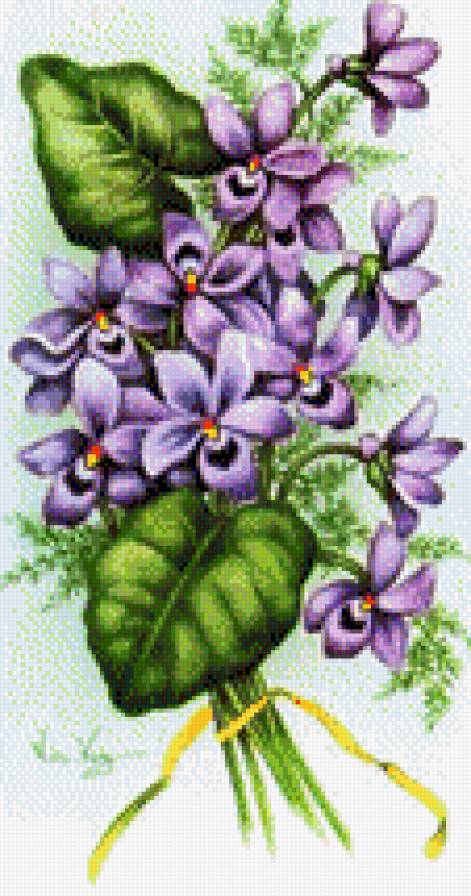 Букет фиалок - винтаж, букет, виола, цветы, букетик, фиалки, фиалка - предпросмотр