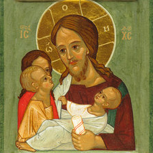 Схема вышивки «Христос благославя децата»