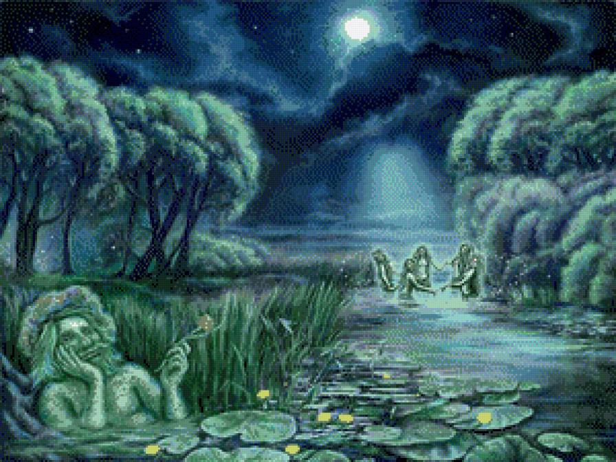 ночь на ивана-купала - вода, водяной, русалки, ночь - предпросмотр