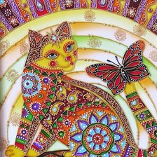 Схема вышивки «Кот витраж»