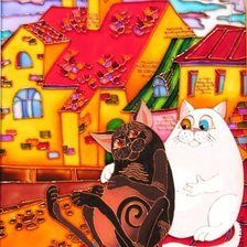 Схема вышивки «Коты на крыше»