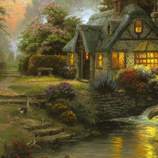 Схема вышивки «томас кинкейд 1 домик в лесу»