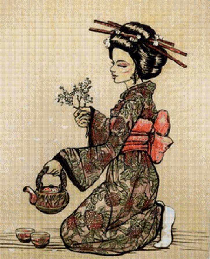 Чайная церемония - восток, япония, девушка, красавица, азия - предпросмотр