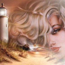 Схема вышивки «девушка и маяк»