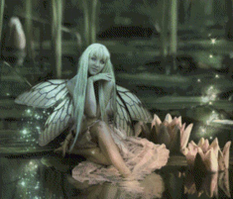 речная фея - лотос, девушка, река, фея - предпросмотр