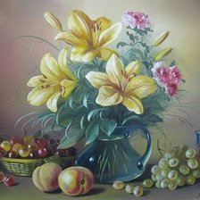 Схема вышивки «натюрморт с лилиями»