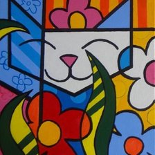 Схема вышивки «Кот в цветах»