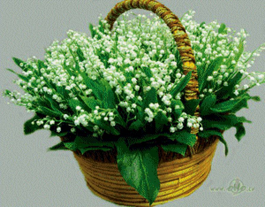 полевые цветы - ландыши, корзина - предпросмотр