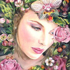 Схема вышивки «Девушка в цветах»