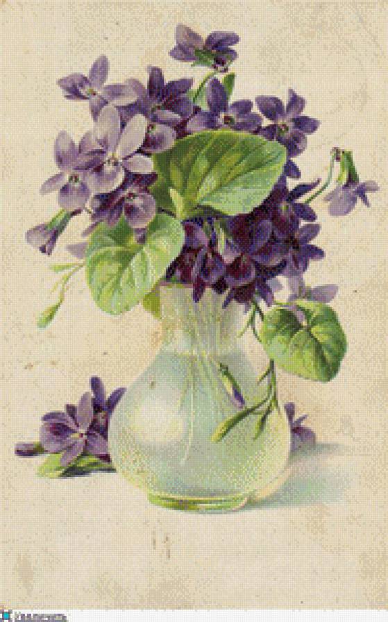 Букетик фиалок - натюрморт, цветы - предпросмотр