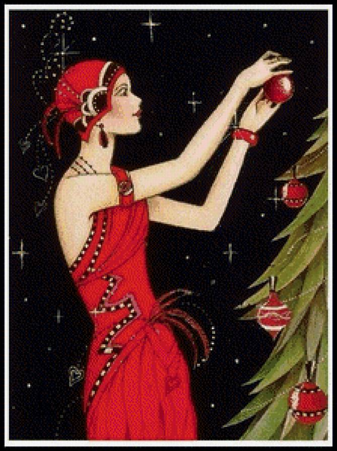 Новогоднее настроение - новый год, праздник, дама, девушка, красавица - предпросмотр