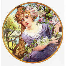 Схема вышивки «Девушка-ретро»