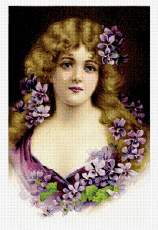 Девушка-ретро - цветы, девушка, красавица, дама - предпросмотр