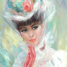 Схема вышивки «дама в шляпе»