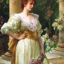 Схема вышивки «девушка с гладиолусами»