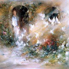 девушка и голуби