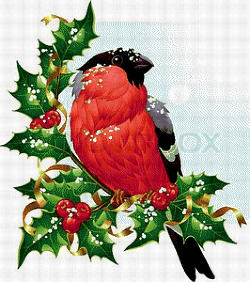 Снегирь - ягоды, зима, снегири, птицы, ветка - предпросмотр