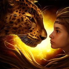 Схема вышивки «девушка с гепардом»