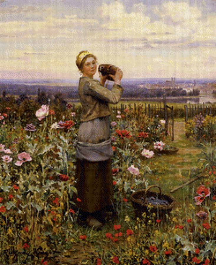 Цветочница2 - цветочница, картина, портрет - предпросмотр