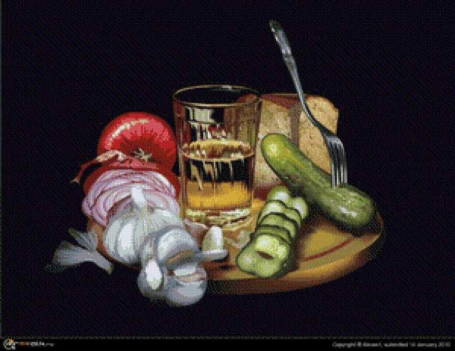 Мужской натюрморт - овощи, натюрморт, водка - предпросмотр