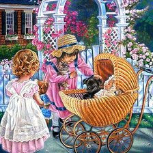 Схема вышивки «Маленькие мамы»