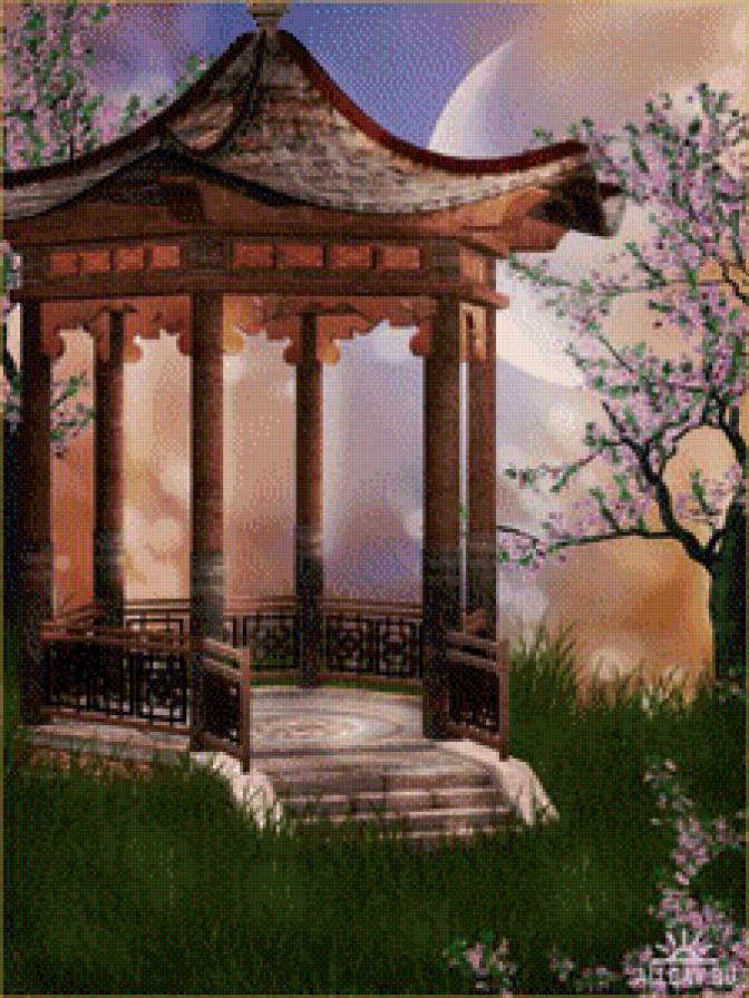 Восточная беседка - восток, азия, пейзаж - предпросмотр
