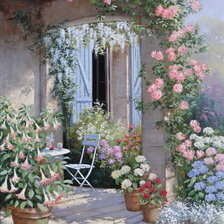 Схема вышивки «розовый дворик»